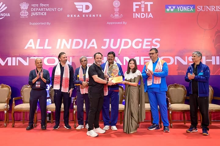 All India Judges Badminton Championship trophy ceremony