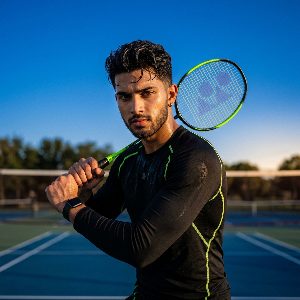 Badminton tournament player portrait